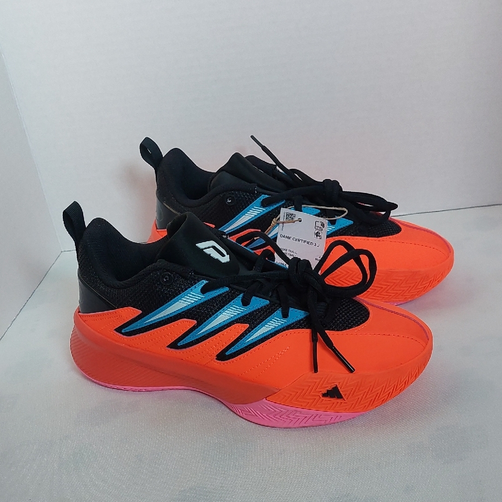 adidas Dame Sertified 3J Youth Orange and Black basketball Shoes Size 5‎